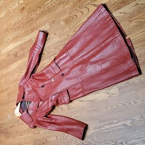 Long leather Italian trench coat